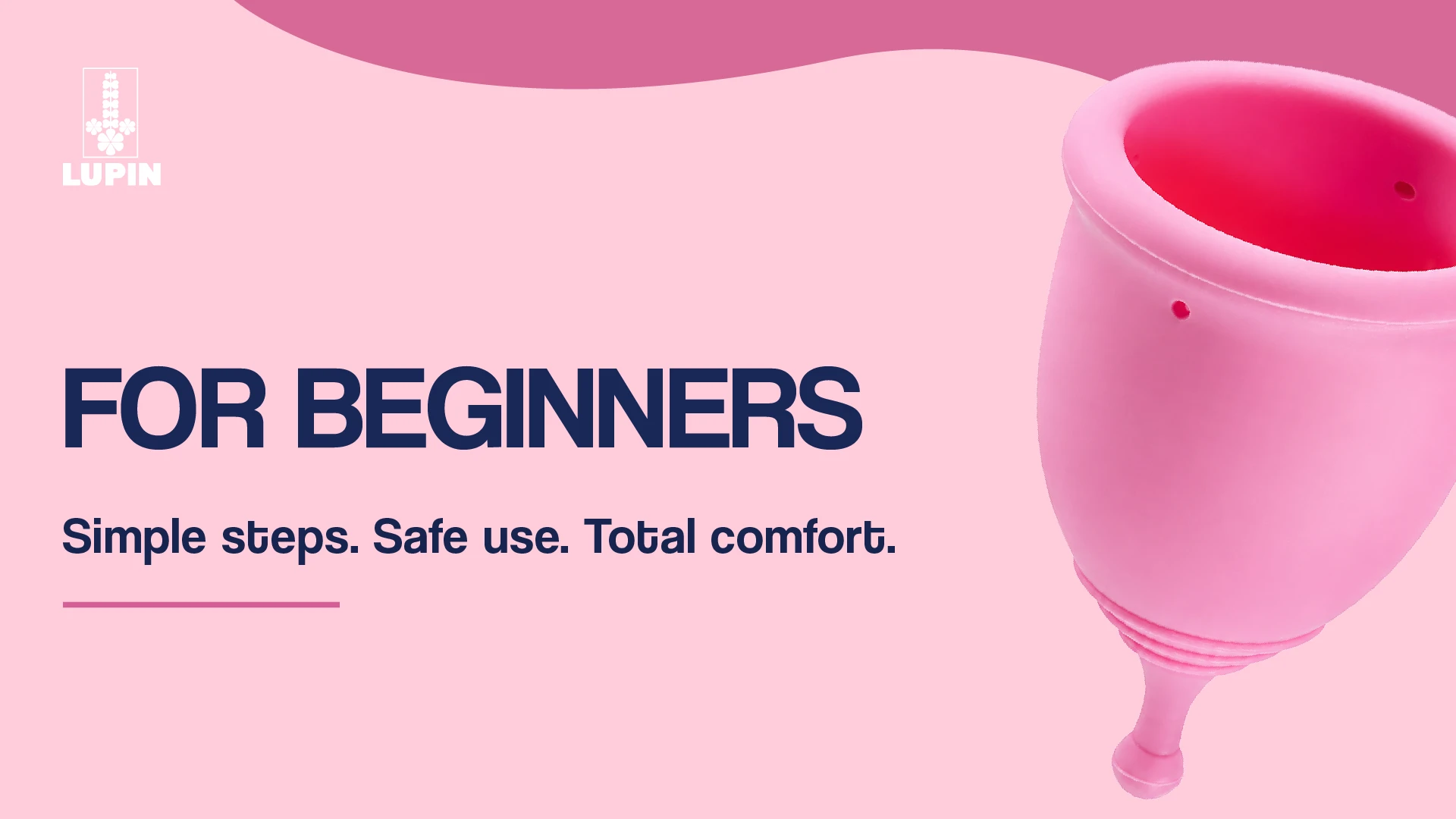 Banner for Lupin: pink background with a large navy 'FOR BEGINNERS' and a pink silicone dildo on the right.